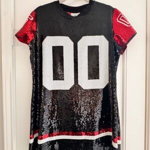 Black and Red Sequin Dress with Number Design